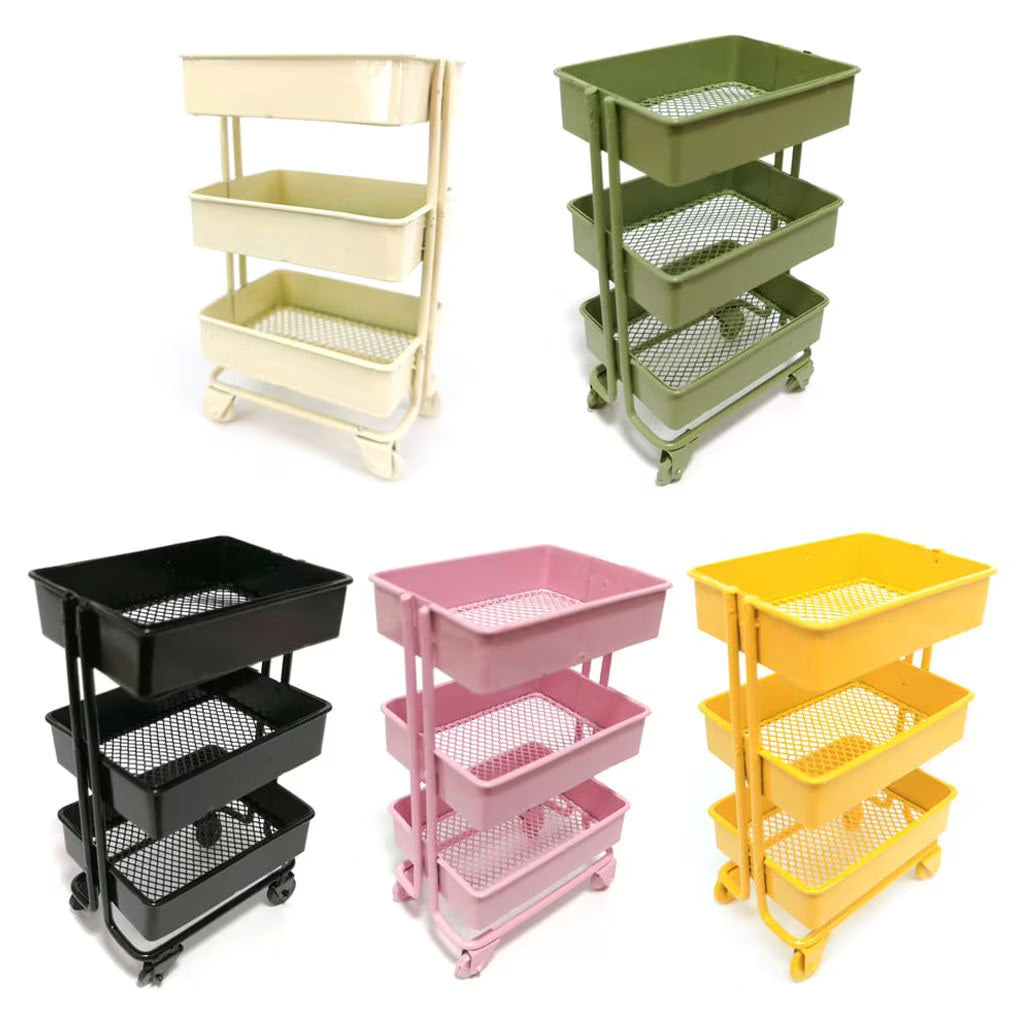 SDFGTstore 3 Tiers Mini Trolley Storage Rack Collection Accessories Miniature Storage Cart